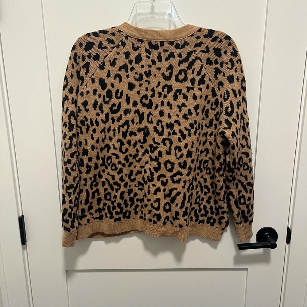 J. Crew Medium V-neck cardigan sweater leopard Relaxed Fit Knit Cotton Wool Crop - Picture 5 of 5